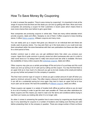 How To Save Money By Couponing