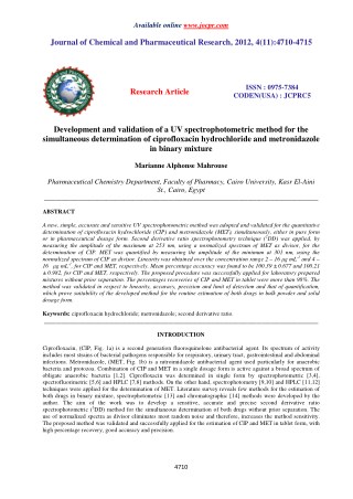 Development and validation of a UV spectrophotometric method for the simultaneous determination of ciprofloxacin hydroch