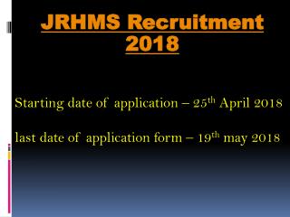 JRHMS Recruitment 2018