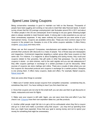 Spend Less Using Coupons