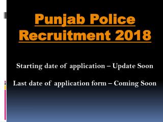 Punjab Police Recruitment 2018