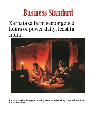 Karnataka farm sector gets 6 hours of power daily, least in India