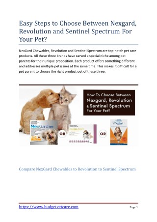 Easy Steps to Choose Between Nexgard, Revolution and Sentinel Spectrum For Your Pet?