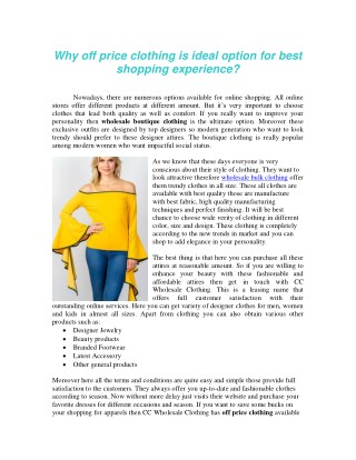 Why off price clothing is ideal option for best shopping experience?
