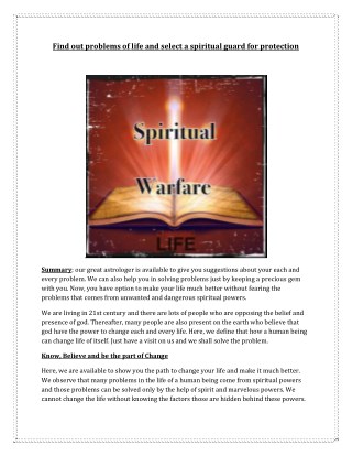 Find out problems of life and select a spiritual guard for protection