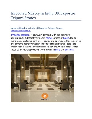 Imported Marble in India UK Exporter Tripura Stones