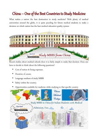 China â€“ One of the Best Countries to Study Medicine