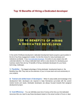 Top 10 Benefits of Hiring a Dedicated developer