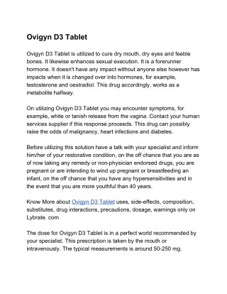 Ovigyn D3 Tablet - Uses, Side Effects, Substitutes, Composition And More | Lybrate