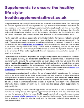 Supplements to ensure the healthy life style healthsupplementsdirect.co.uk