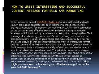 How to write interesting and successful content message for Bulk SMS Marketing