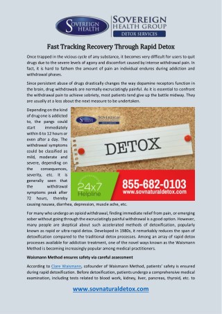 Fast Tracking Recovery Through Rapid Detox