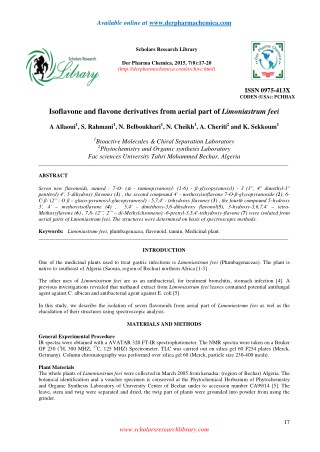 Isoflavone and flavone derivatives from aerial part of Limoniastrum feei