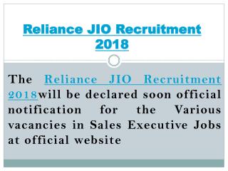 Reliance JIO Recruitment 2018