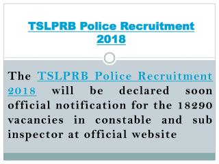 TSLPRB Police Recruitment 2018