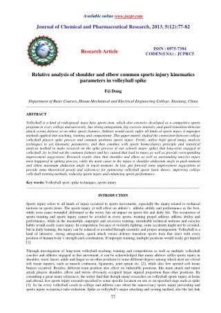 Relative analysis of shoulder and elbow common sports injury kinematics parameters in volleyball spike