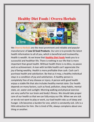 Healthy Diet Foods | Overra Herbals