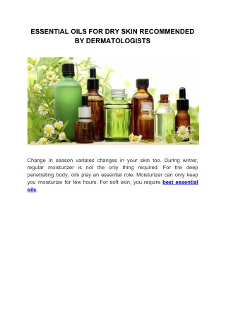 ESSENTIAL OILS FOR DRY SKIN RECOMMENDED BY DERMATOLOGISTS