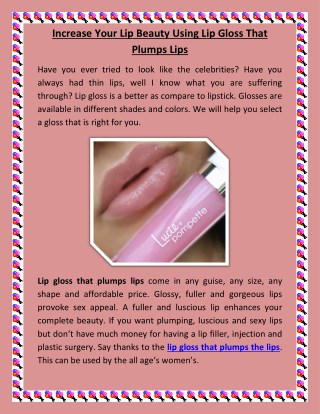 Increase Your Lip Beauty Using Lip Gloss That Plumps Lips