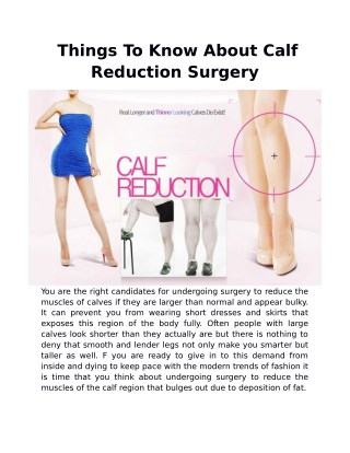 Things To Know About Calf Reduction Surgery