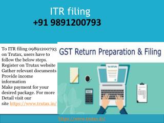 How to ITR filing 09891200793?