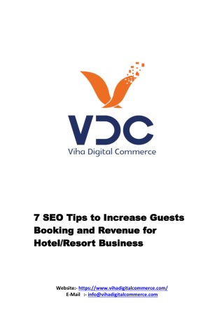 7 SEO Tips to Increase Guests Booking and Revenue for Hotel/Resort Business