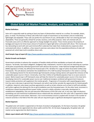 Solar Cell Market: An Empirical Assessment of the Trajectory of the Market