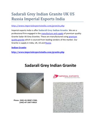 Sadarali Grey Indian Granite UK US Russia Imperial Exports India