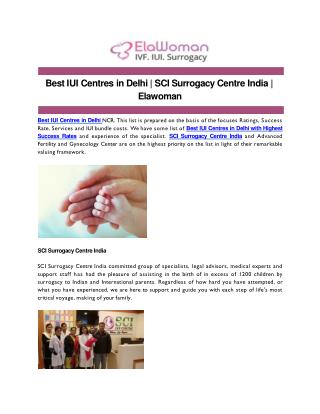 Best IUI Centres in Delhi | SCI Surrogacy Centre India | Elawoman