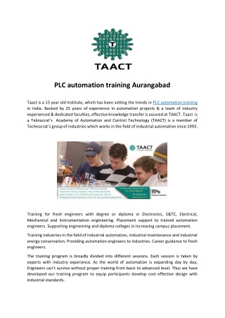 PLC automation training Aurangabad