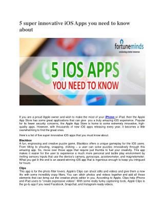5 super innovative iOS Apps you need to know about