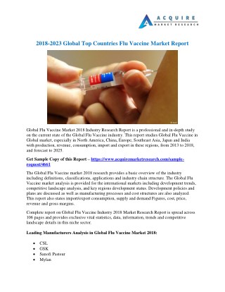 Flu Vaccine Market Analysis- Size, Share, Sales, Growth, Forecast, Segment, Application Analysis 2018