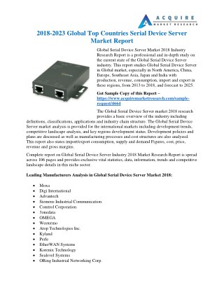 Serial Device Server Market - Global Industry Analysis, Growth and Forecast, 2018-2025