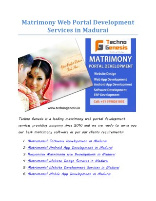 Matrimony Web Portal Development Services in Madurai
