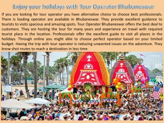 Enjoy your holidays with Tour Operator Bhubaneswar
