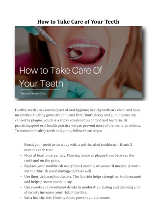 How to Take Care of Your Teeth?