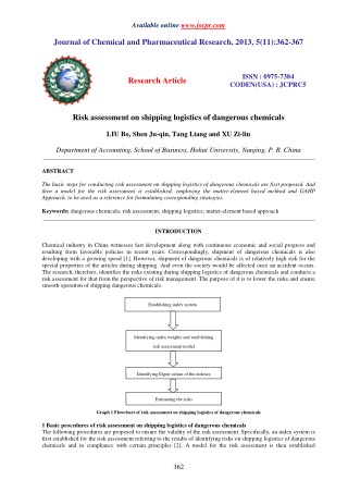 Risk assessment on shipping logistics of dangerous chemicals