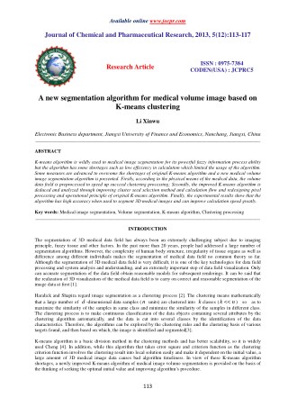 A new segmentation algorithm for medical volume image based on K-means clustering