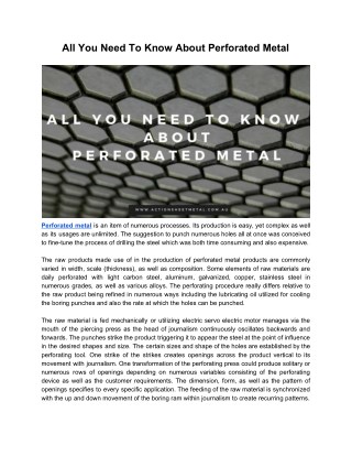 Why is Perforated Metal the Right Choice?