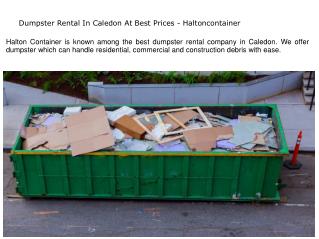 Dumpster Rental In Caledon