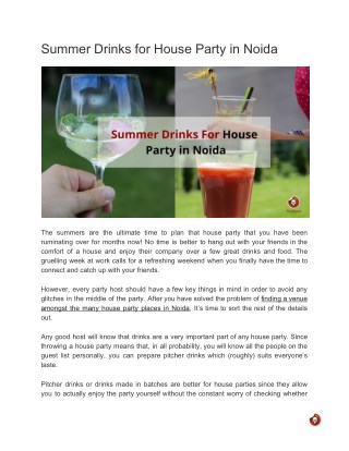 Summer Drinks for House Party in Noida