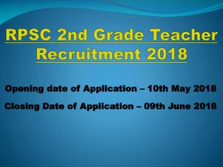 RPSC 2nd Grade Teacher Job 2018