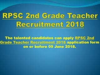 RPSC 2nd Grade Teacher Recruitment 2018