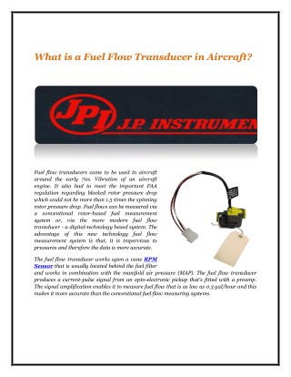 What is a Fuel Flow Transducer in Aircraft