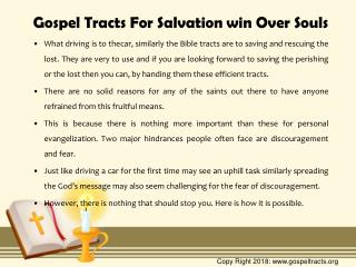 Gospel Tracts For Salvation win Over Souls