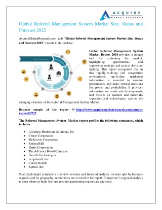 Referral Management System Market Analysis, Segment, Trends and Forecasts, 2018-2025