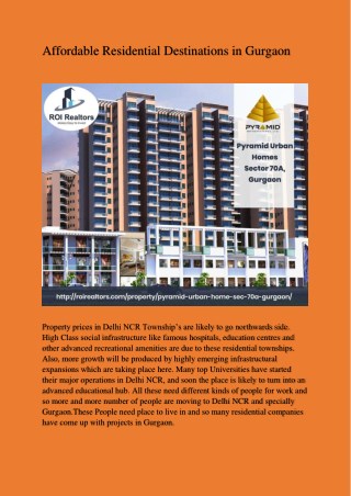 Pyramid Urban the Affordable Residential Destination in Gurgaon