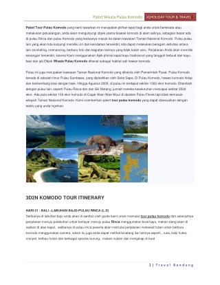 Paket Tour Pulau Komodo