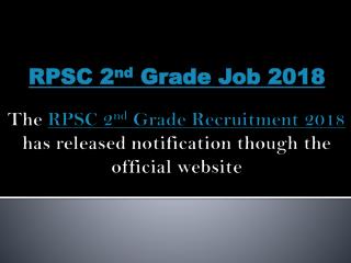 RPSC 2nd Grade Teacher Job 2018