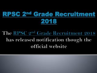 RPSC 2nd Grade Teacher Recruitment 2018